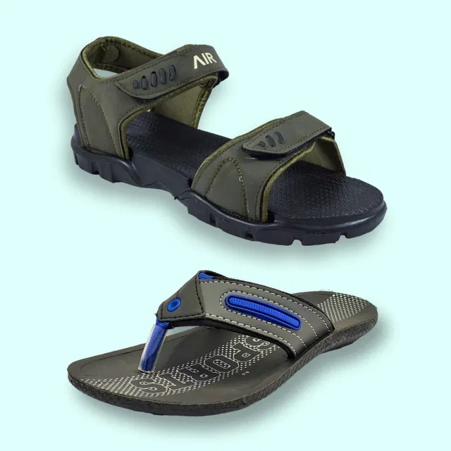Slipper with Sandals for Men (Multicolor, 7) (Pack of 2)