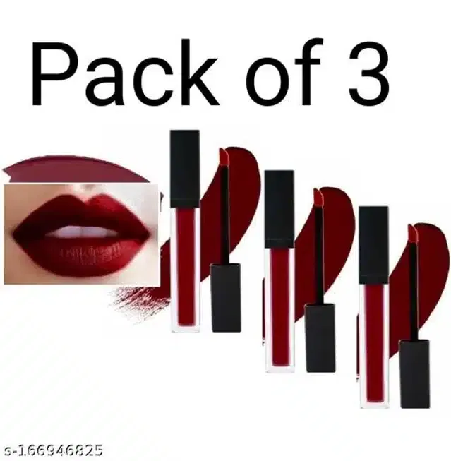 Matte Me Liquid Lipsticks (Maroon, Pack of 3)