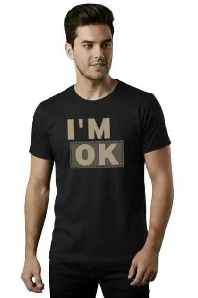 Cotton Blend Printed T-shirt for Men, Black (M)