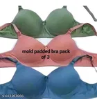 Cotton Blend Solid Bra for Women & Girls, Multicolour, Pack of 3 