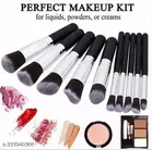 KAYI 10 Piece Makeup Black Brushes Set Tool Pro Foundation Blending Blush Eyeliner Face Powder Brush Kit 