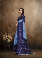 Art Silk Printed Saree for Women, Blue 