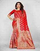 Silk Woven Design Saree for Women, Red 