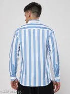 Cotton Striped Shirts for Men, Sky Blue 