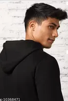 Fleece Printed Hoodie for Men, Black 