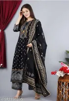 Rayon Printed Kurta with Pant & Dupatta for Women 