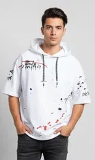 Polyester Printed T-shirt for Men, White 