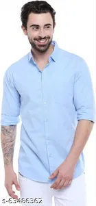Cotton Blend Solid Full Sleeves Shirt for Men 