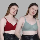 Cotton Solid Non Padded Bra for Women, Multicolour, Pack of 2 
