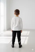 Cotton Blend Printed Clothing Set for Kids, White & Black 