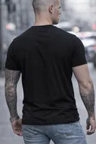 Never Give Up Print Polyester T-Shirt for Men ,Black 