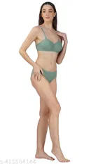 Cotton Blend Solid Lingerie Set for Women 