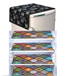 Knit Printed Fridge 4 Pcs Mat with Top Cover 