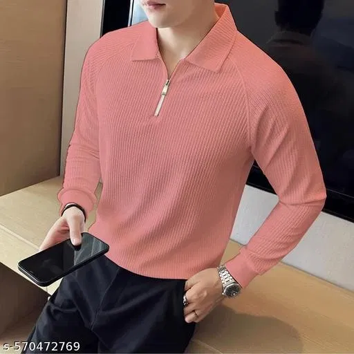 Cotton Blend T-shirt for Men, Pink (L)