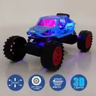 Remote Control Monster Truck with 3D Light for Kids, RC Car for Kids,Off Road Rock Crawler, Pack of 1 