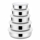 Stainless steel with white plastic lid for storing and serving food Containers, Set of 5 PC