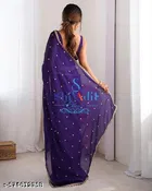Georgette Printed Saree For Women, Blue