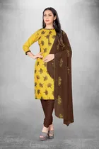 Cotton Slub Unstitched Dress Material for Women 
