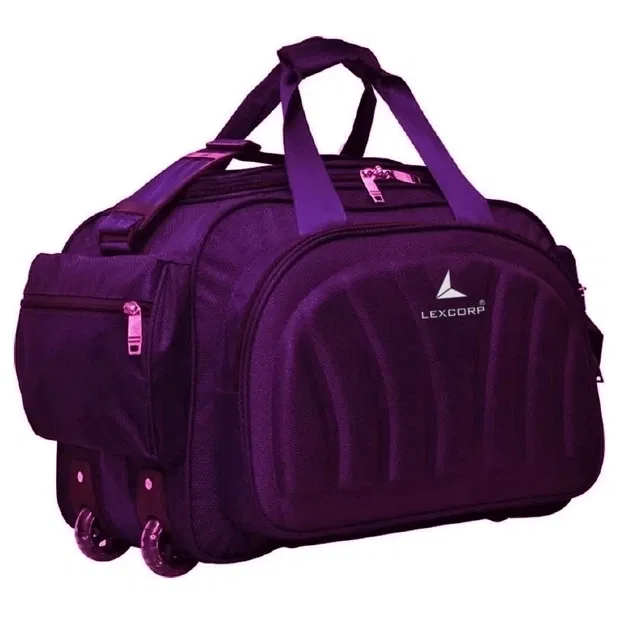 Polyester Solid Duffel Bag with Wheels, Purple [60 L]