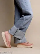 Solid Synthetic Loafers for Women 
