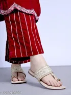 Shoetopia Solid Flat Sandals - Cream 