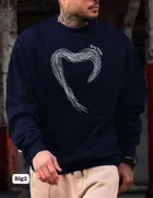 Fleece Printed Sweatshirt for Men, Black (M)