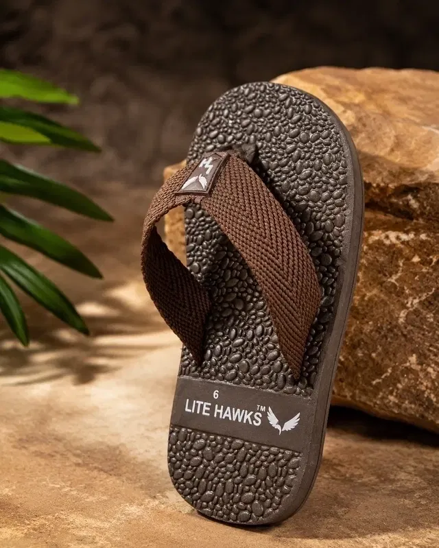 Solid Mens Flipflops & Slippers (Brown, 7)