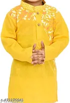 Solid Button Cotton Kurta Set for Boys 