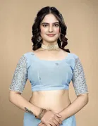 Silk Woven Design Saree for Women, Aqua Blue 