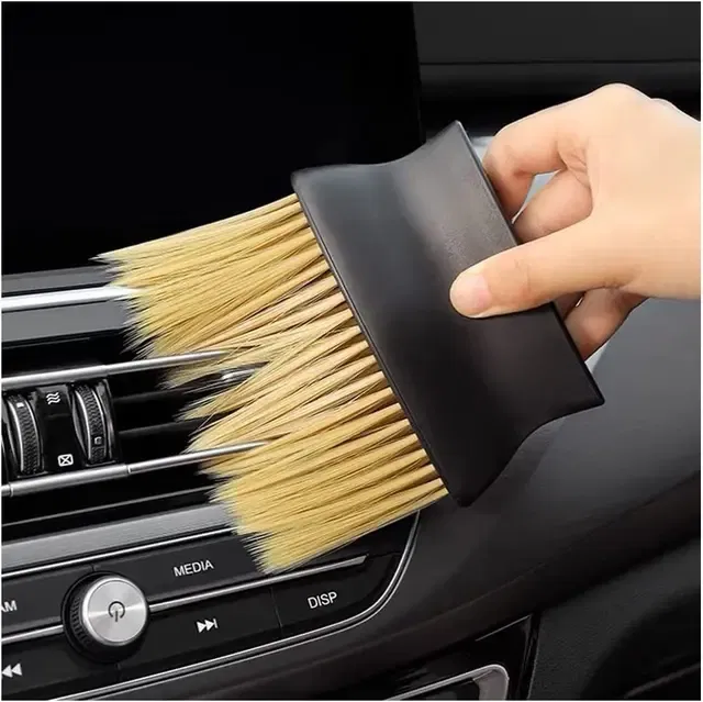 Super Soft Microfiber Car Dashboard Cleaning Brush (Brown & Black)
