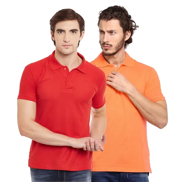 Polo T-shirts for Men, Pack of 2 (Multicolor, XXL)