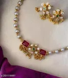 Brass Necklace with Earrings for Women 