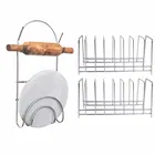 Oc9 स्टेनलेस स्टील प्लेट स्टैंड & चकला बेलन स्टैंड फॉर किचन 