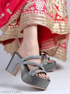 Shoetopia Black Embellished Heel Sandals 