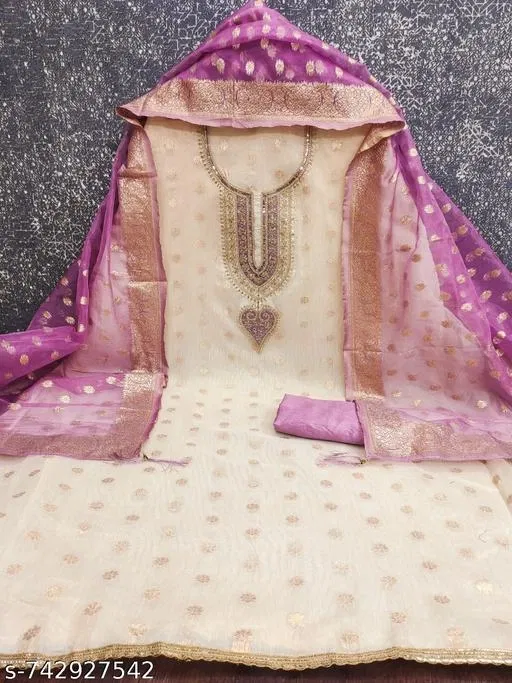 Silk Blend Punjabi/All Over Suits for Women (Multicolor, 6.85 meter (3XL)
