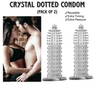 Silicone Crystal Reusable Dotted Extra Pleasure Condom (Multicolor, Pack of 2)