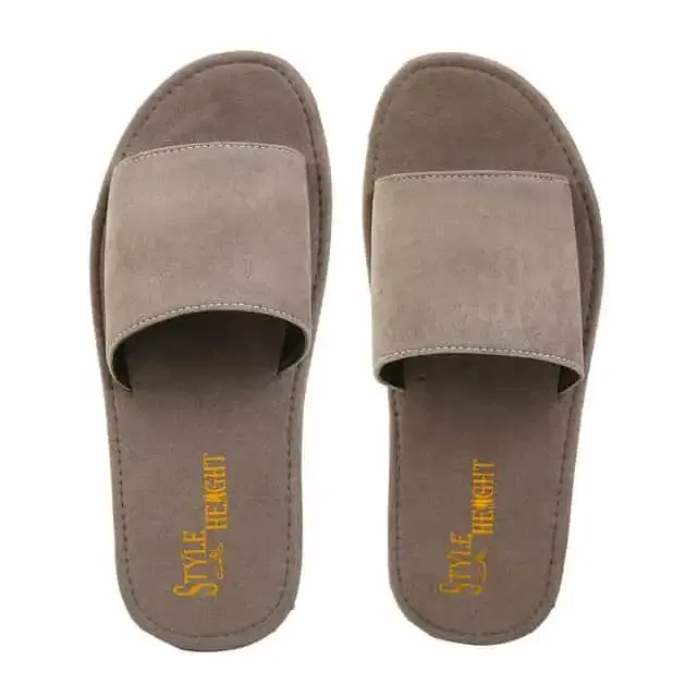 Style Height Velvet Airmax Men's Slipper (Grey, 9) (BM124)