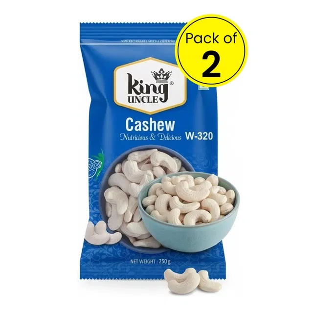 King Uncle Cashew Nutricious & Delicious 2X250 g (Set of 2)