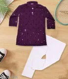 RK TRADERS Floral Sequin Cotton Kurta Set for Boys 
