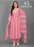 Linen Embroidered Kurta Set for Women 