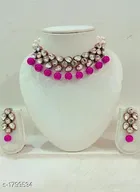 Women'S Alloy Gold Plated Jewellery Set for Women & Girls, Pink