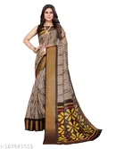 Printed Linen Zari Border Saree for Women 