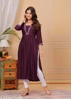 Solid Crepe Kurtis for Women, Wine 