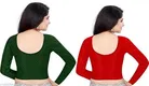 Lycra Ready Made Blouse for Women, Green & Red, Pack of 2 