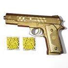 Plastic Mouser Gun Toy with 100 Pcs Bullets for Kids (Gold, Set of 1)