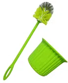 Combo of Plastic Heavy Duty Toilet Brush with Holder (Green, Set of 1)