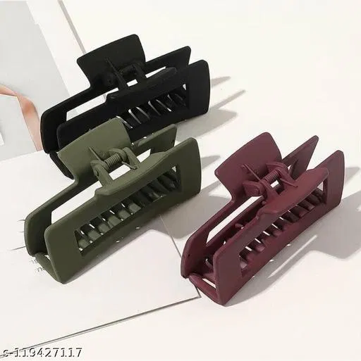 ABS Plastic Hair Clutcher for Women & Girls (Multicolor, Pack of 3)