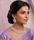 White Diamond Colour Kundan Rhodium plated Jewellery for Women 