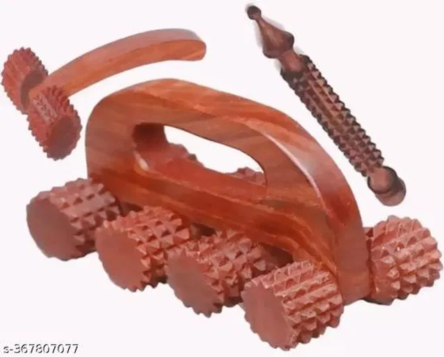 Wooden Body Massager Set (Brown, Set of 3)