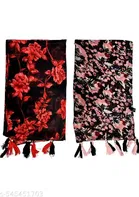 Poly Chiffon Scarves for Women, Multicolor, Pack of 2